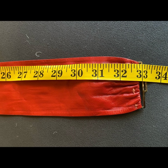 Vintage 80s New Wave Punk Italian Leather Retro mod slouchy Belt M - Picture 7 of 8